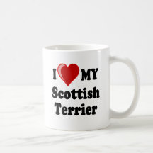 I Love (Heart) My Scottish Terrier Dog Gifts Mugs
