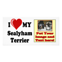 I Love (Heart) My Sealyham Terrier Dog Gifts Customized Photo Card