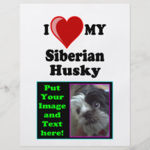 I Love (Heart) My Siberian Husky Dog Custom Flyer