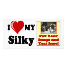 I Love (Heart) My Silky Dog Lover Gifts Photo Greeting Card
