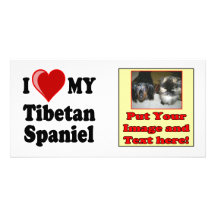 I Love (Heart) My Tibetan Spaniel Dog Photo Cards