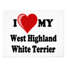 I Love (Heart) My West Highland White Terrier Dog Custom Invitation