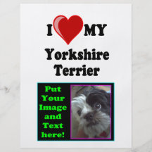 I Love (Heart) My Yorkshire Terrier Dog Personalized Flyer