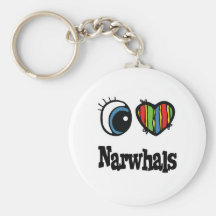 I Love (Heart) Narwhals Keychain