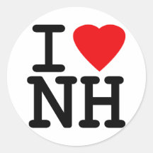 I Love Heart New Hampshire Round Sticker