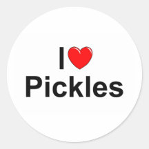 I Love (Heart) Pickles Round Stickers