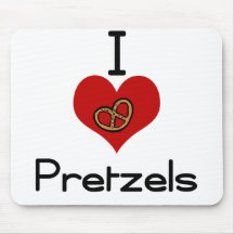 I love-heart pretzel mousepads