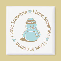 I Love Heart Snowmen Cute Christmas Design magnets