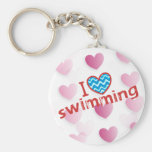I love (heart) Swimming Key Chain