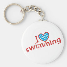 I love (heart) Swimming Key Chains