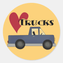 I Love (heart) Trucks Tshirts and Gifts Round Sticker