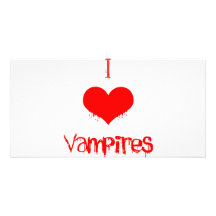 I Love (heart) Vampires Custom Photo Card