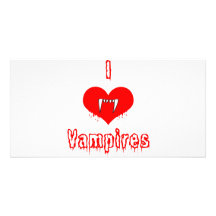 I Love (heart) Vampires Personalized Photo Card