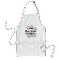 I Love (Heart) Westie Pawprint Aprons