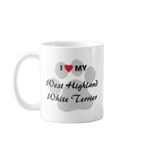 I Love (Heart) Westie Pawprint Mugs