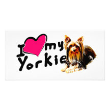 I love (heart) Yorkies Custom Photo Card
