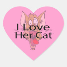 I Love Her Cat black Heart Sticker