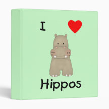 I Love Hippos (3) 3 Ring Binder