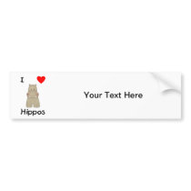 I Love Hippos (3) Bumper Stickers