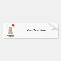 I Love Hippos (3) Bumper Stickers