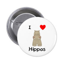 I Love Hippos (3) Buttons