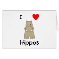 I Love Hippos (3) Greeting Cards