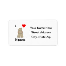 I Love Hippos (3) Custom Address Label