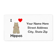 I Love Hippos (3) Custom Shipping Labels
