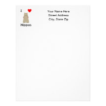 I Love Hippos (3) Customized Letterhead