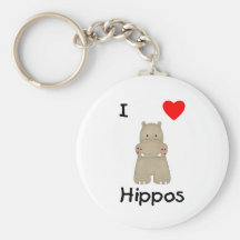 I Love Hippos (3) Key Chains