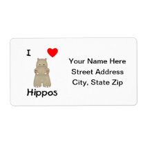 I Love Hippos (3) Custom Shipping Labels