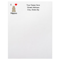 I Love Hippos (3) Customized Letterhead