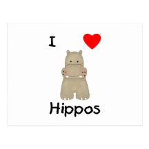 I Love Hippos (3) Post Cards