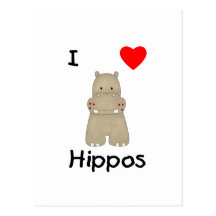 I Love Hippos (3) Postcards