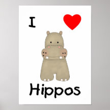 I Love Hippos (3) Poster