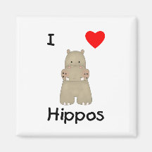 I Love Hippos (3) Refrigerator Magnets