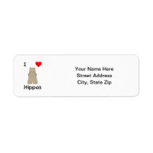 I Love Hippos (3) Return Address Labels