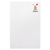 I Love Hippos (3) Stationery Paper