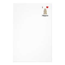 I Love Hippos (3) Stationery Paper