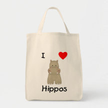 I Love Hippos (3) Tote Bags