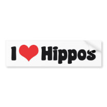 I Love Hippos Bumper Sticker