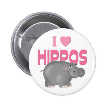 I Love Hippos Button