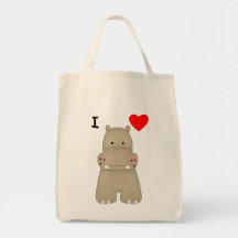 I Love Hippos Canvas Bags