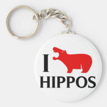 I Love Hippos Keychains