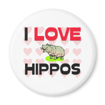 I Love Hippos Refrigerator Magnet