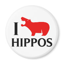 I Love Hippos Fridge Magnets