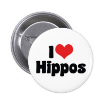 I Love Hippos Pinback Button