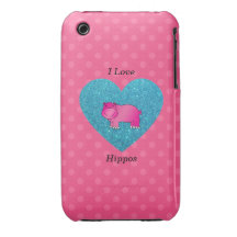 I love hippos pink polka dots iPhone 3 Case-Mate case