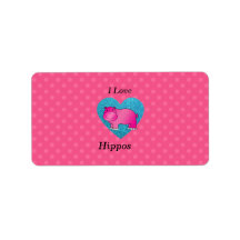 I love hippos pink polka dots custom address label