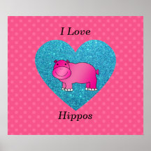 I love hippos pink polka dots print